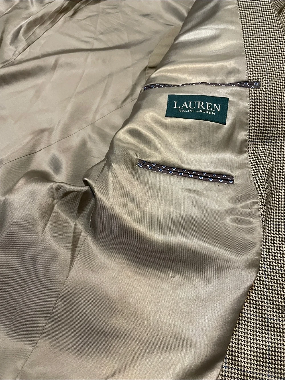 Men's Lauren Ralph Lauren 42L Houndstooth Blazer Sport Coat Suit Jacket